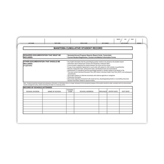 Manitoba Cumulative Student Record Folder