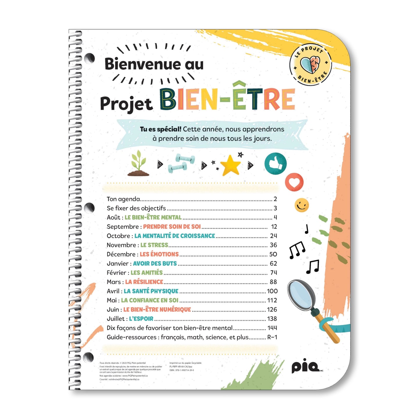 L'agenda projet bien-être, primaire 1-2 (Stock)