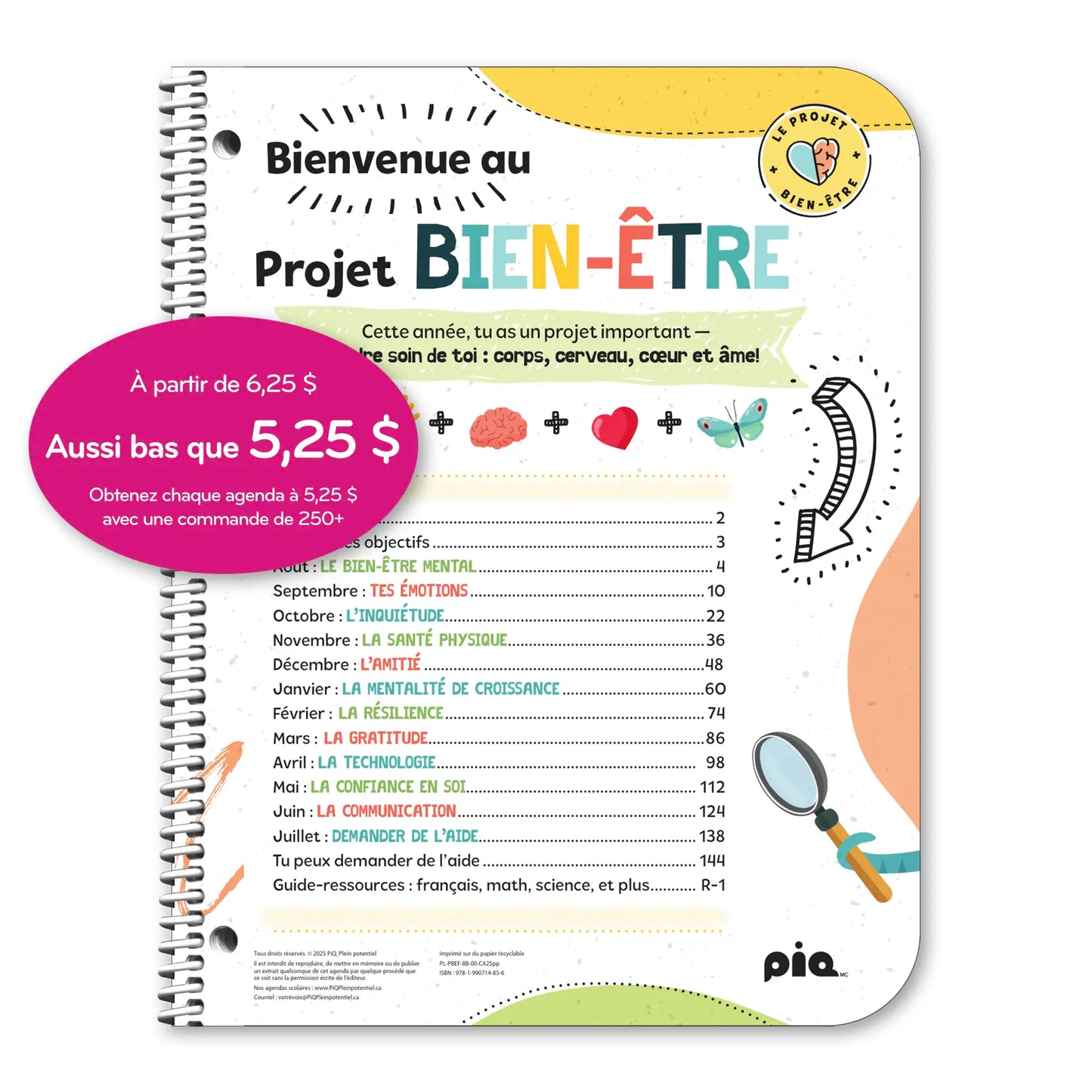 L'agenda projet bien-être, primaire 3-6