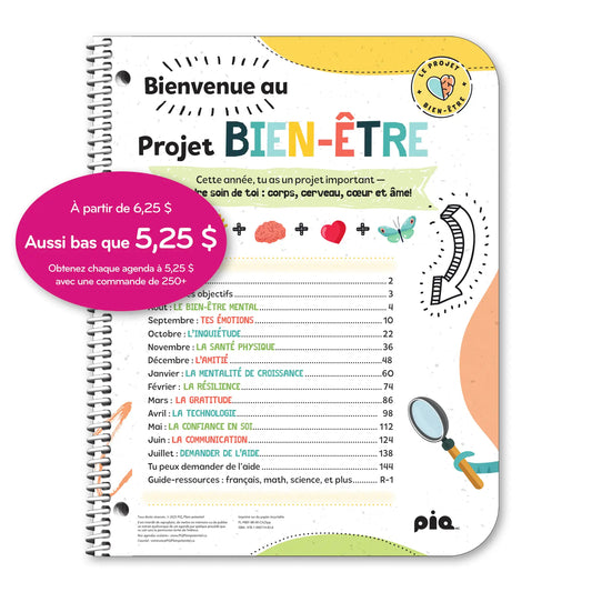 L'agenda projet bien-être, primaire 3-6 (Sur mesure)