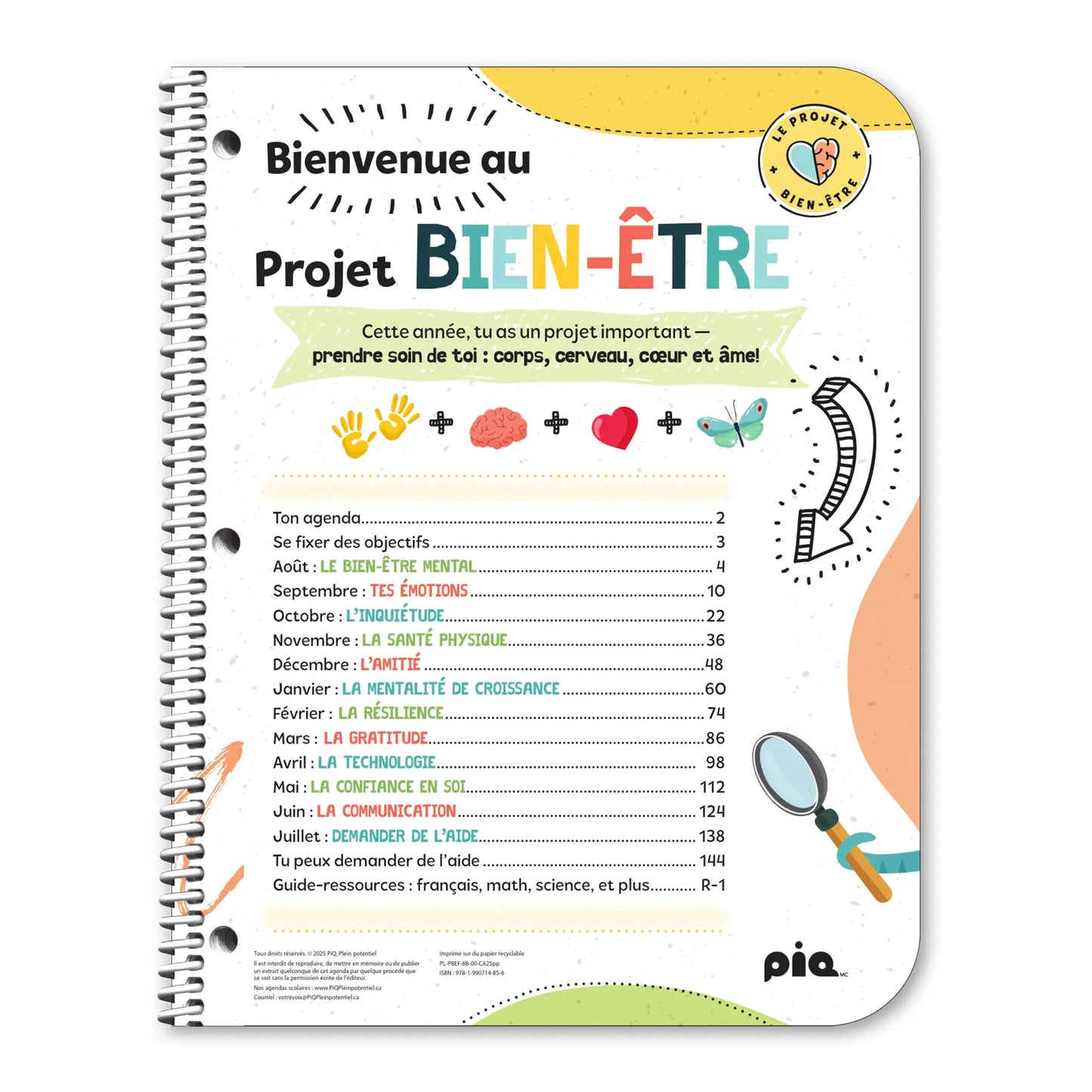 L'agenda projet bien-être, primaire 3-6 (Stock)