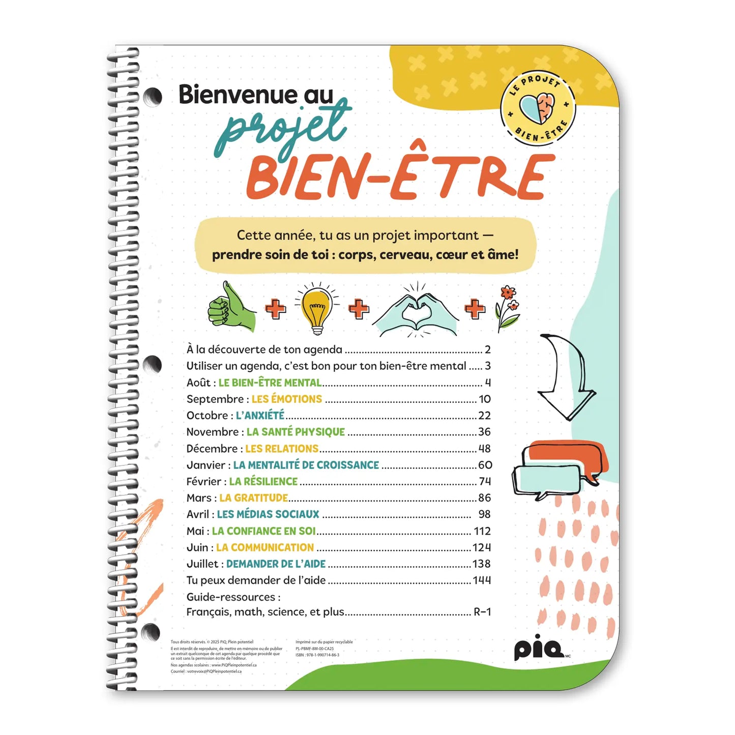 L'agenda projet bien-être, secondaire 1er cycle (Stock)
