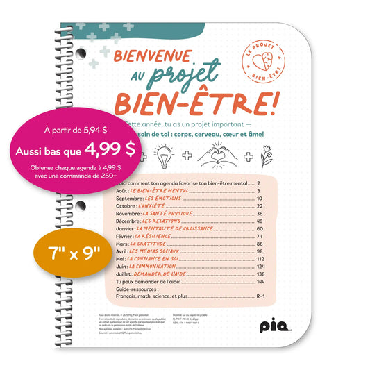 L'agenda projet bien-être, secondaire 2e cycle (Sur mesure)