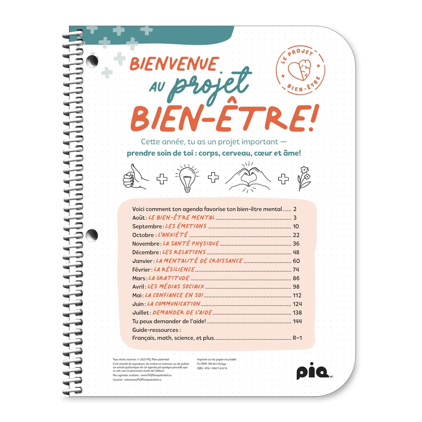 L'agenda projet bien-être, secondaire 2e cycle (Stock)