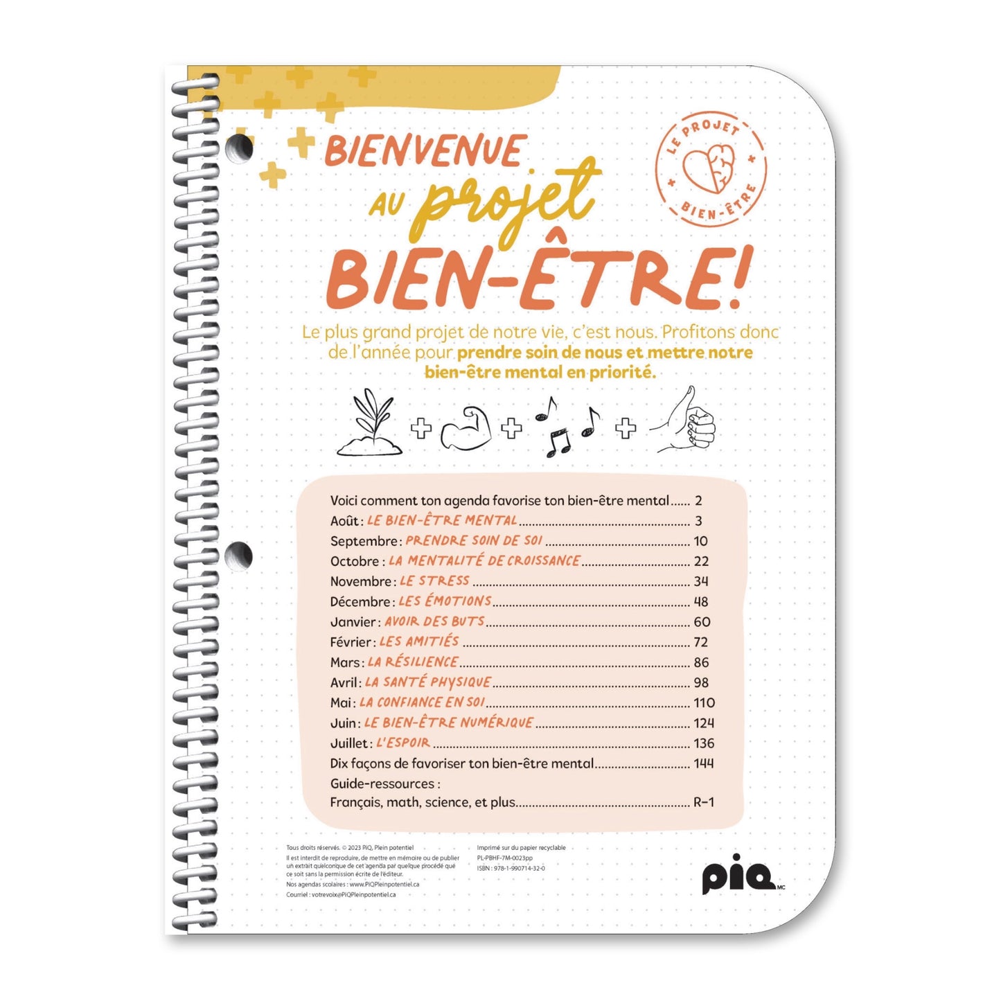 L'agenda projet bien-être, secondaire 2e cycle (Stock)