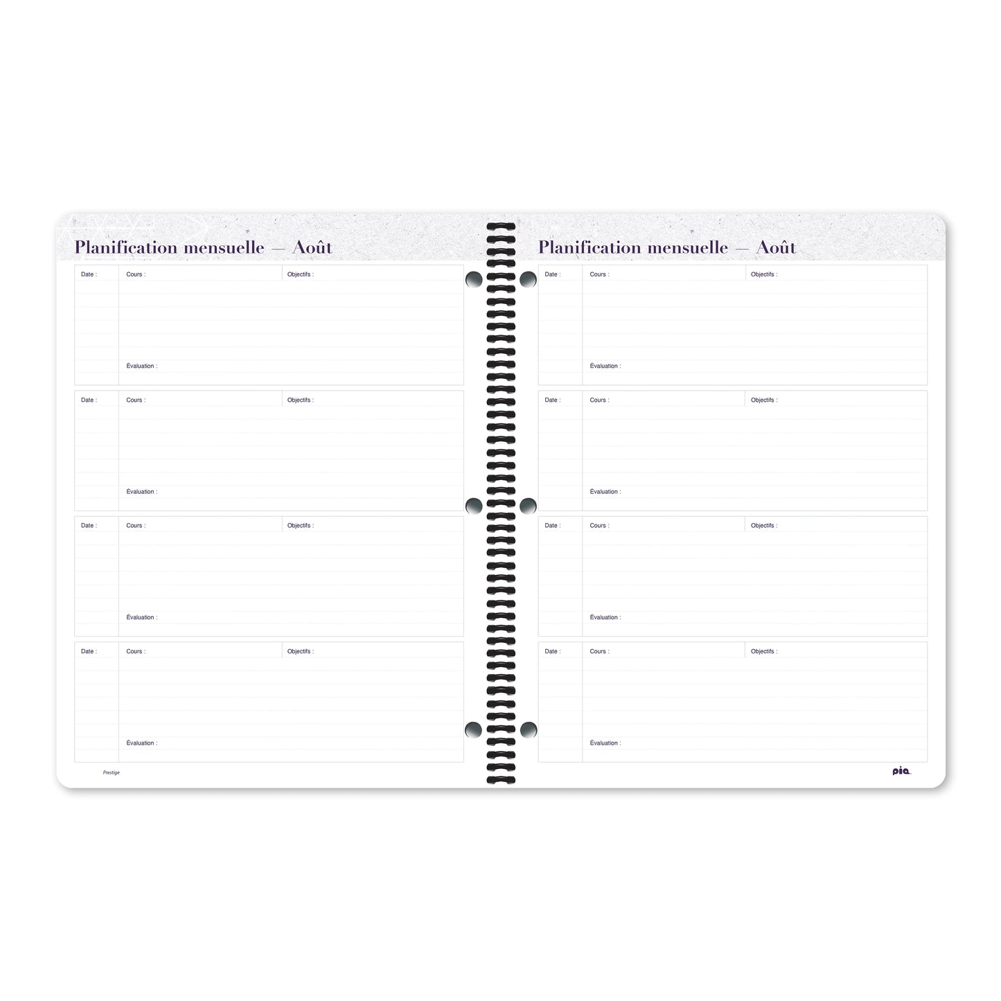 Cahier de planification Prestige