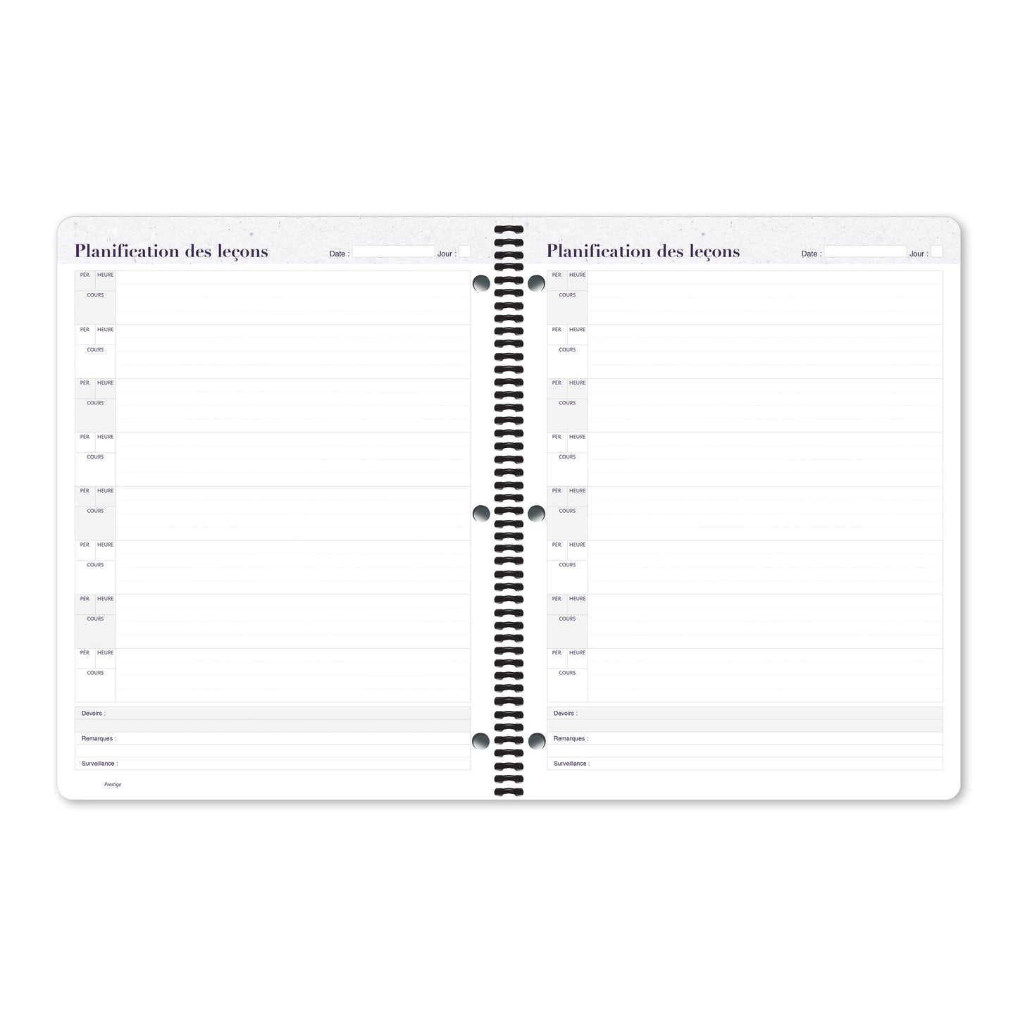 Cahier de planification Prestige