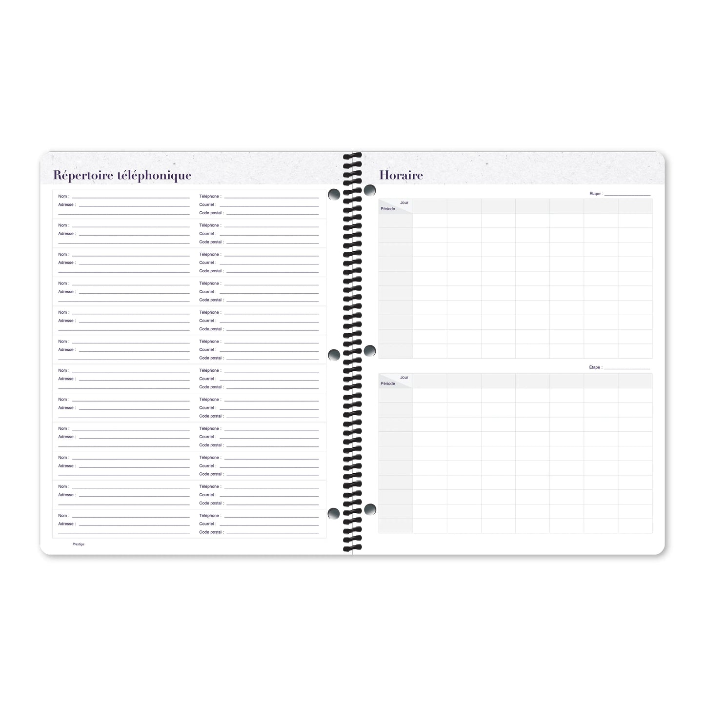 Cahier de planification Prestige