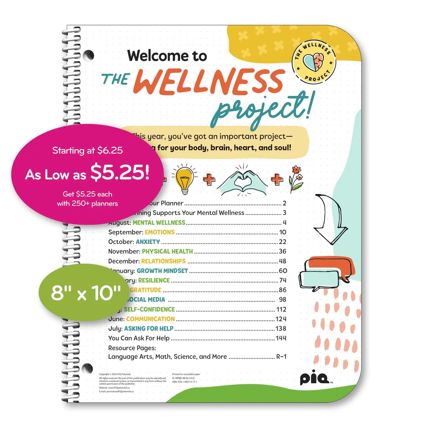 The Wellness Project Planner: Grades 6-8 (8" x 10")