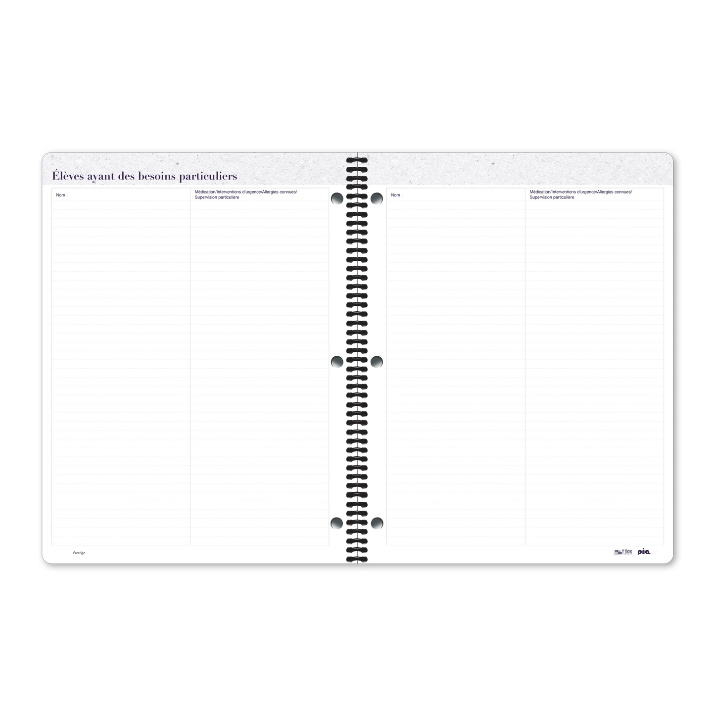 Cahier de planification Prestige