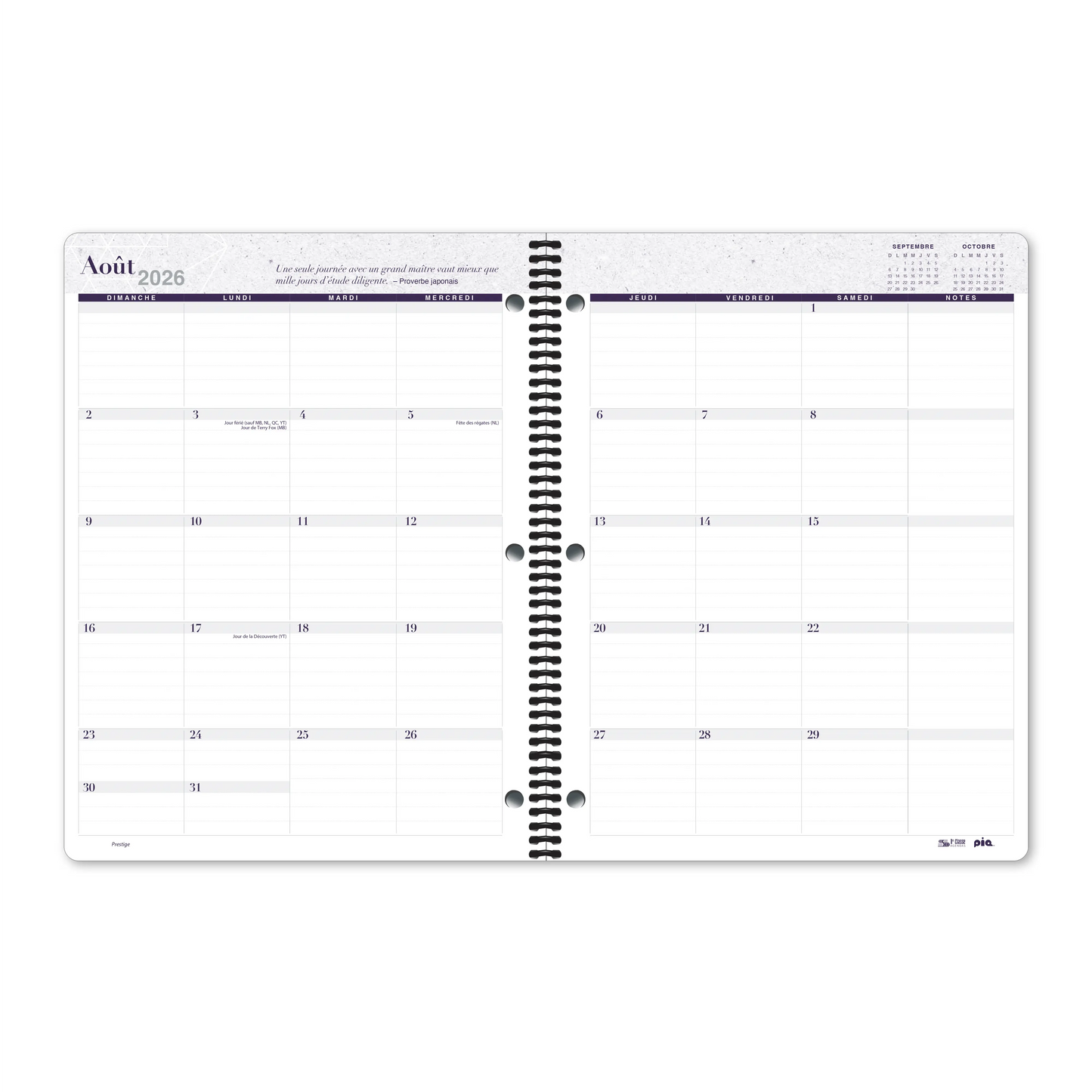 Cahier de planification Prestige