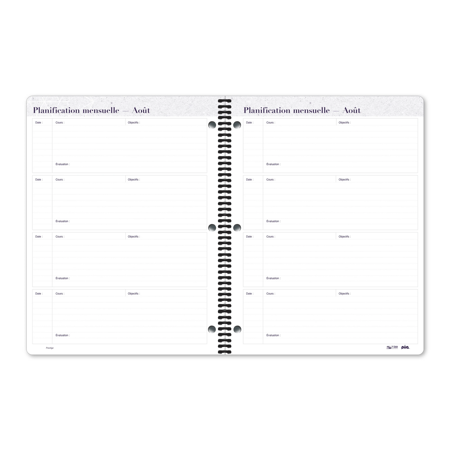 Cahier de planification Prestige