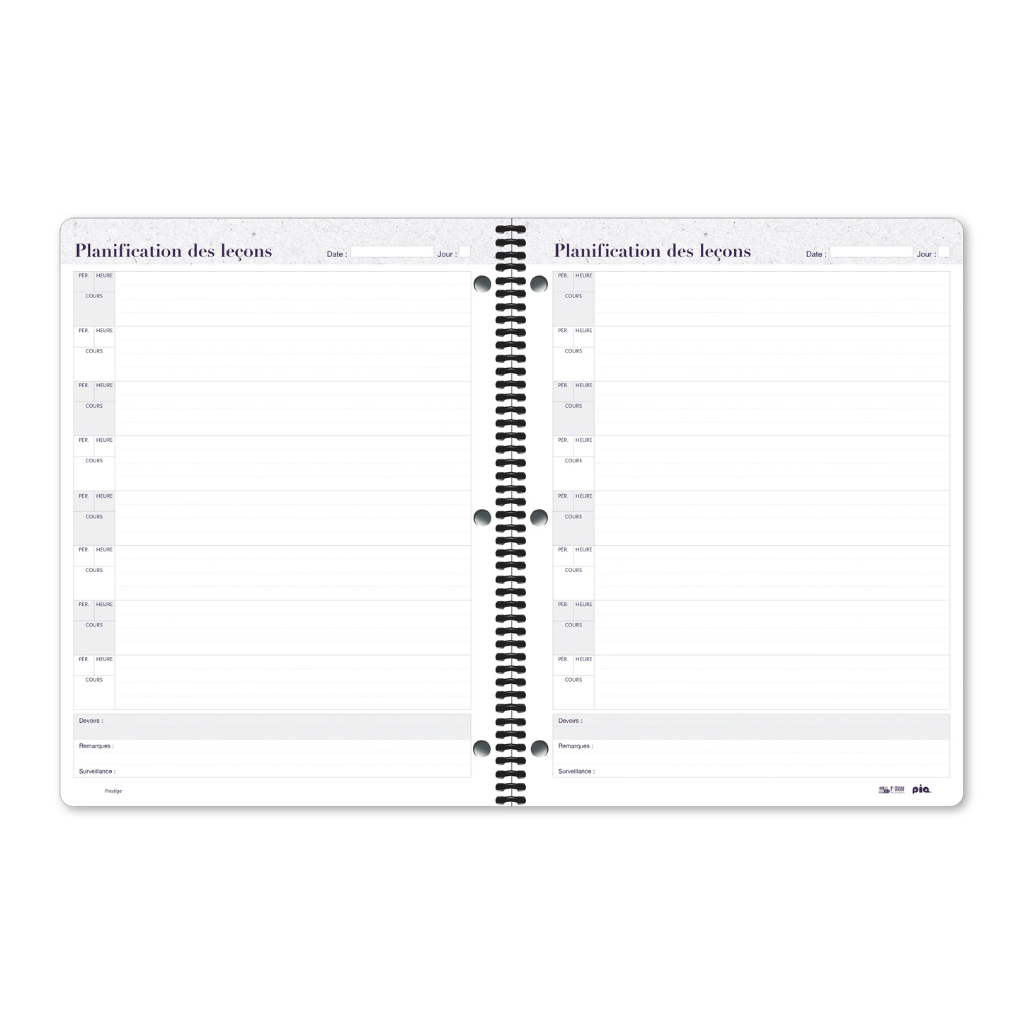 Cahier de planification Prestige