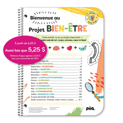 L'agenda projet bien-être, primaire 1-2