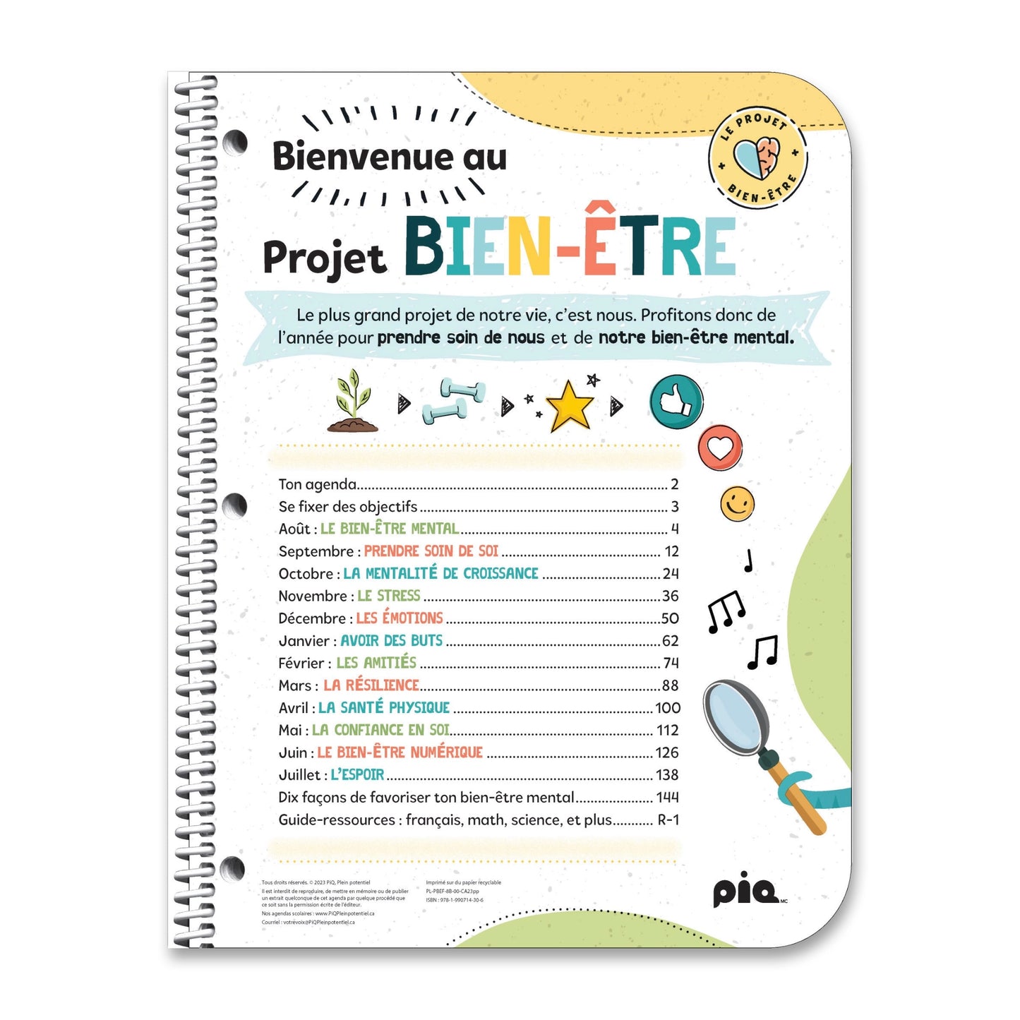 L'agenda projet bien-être, primaire 3-6 (2024-2025)