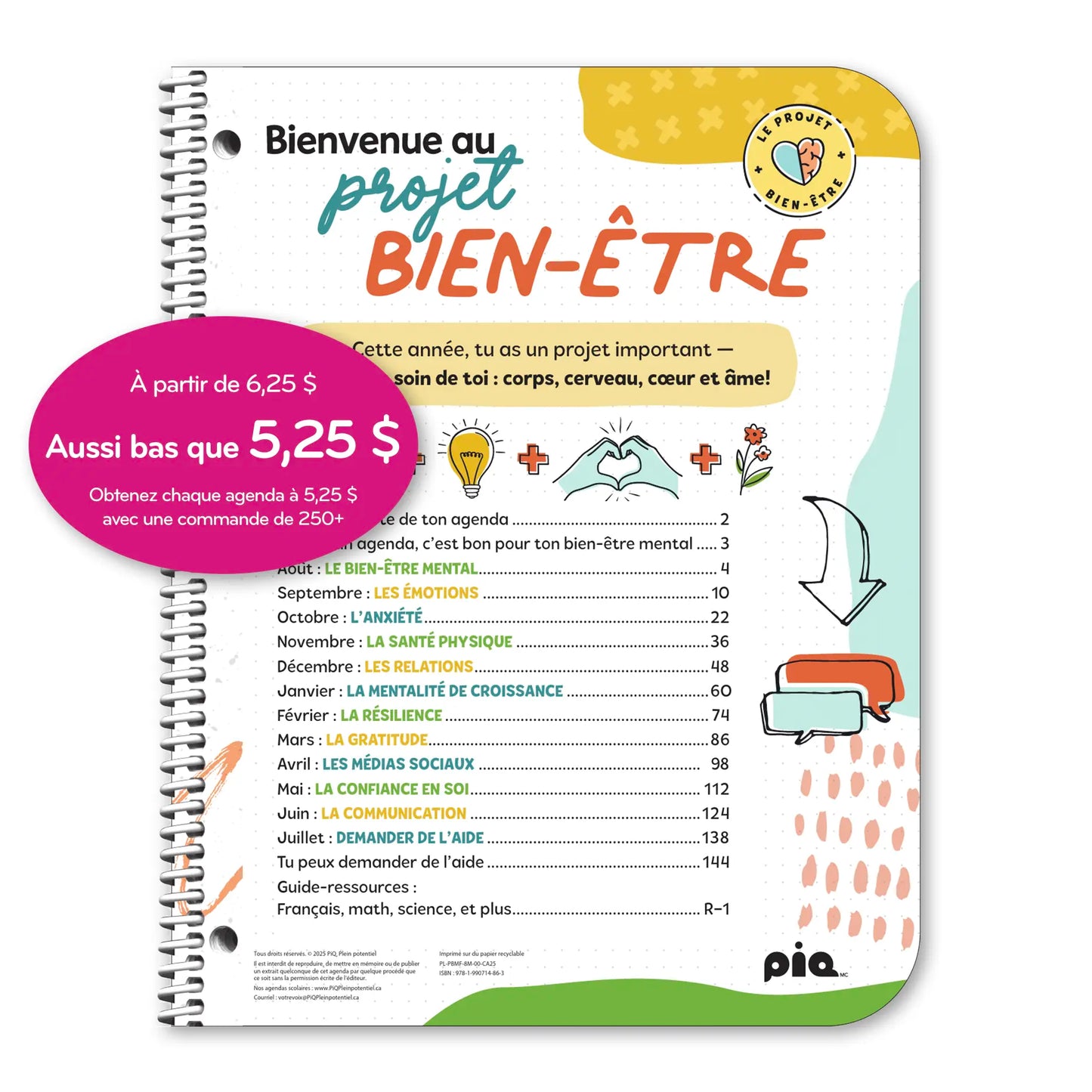 L'agenda projet bien-être, secondaire 1er cycle