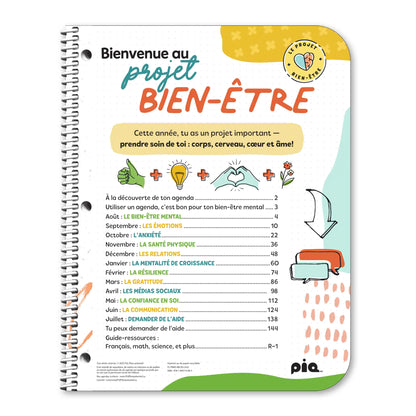 L'agenda projet bien-être, secondaire 1er cycle (Standard)