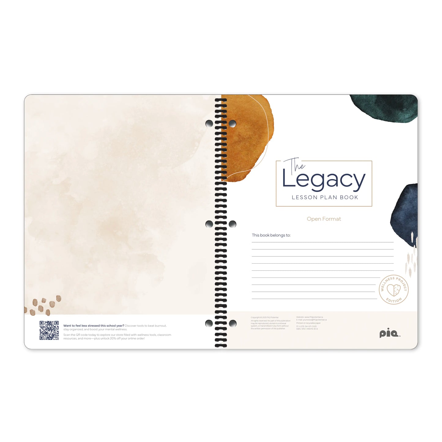 The Legacy Lesson Plan Books: Wellness Project Edition – Open Format (2025-2026)