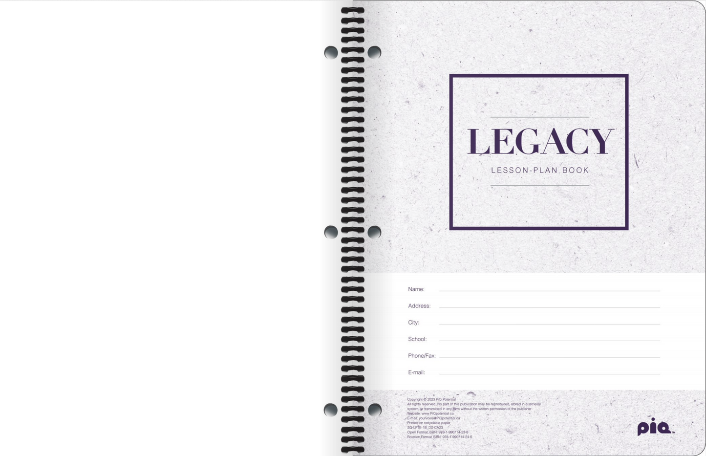 Legacy Lesson Plan Book – Open Format (2024-2025)
