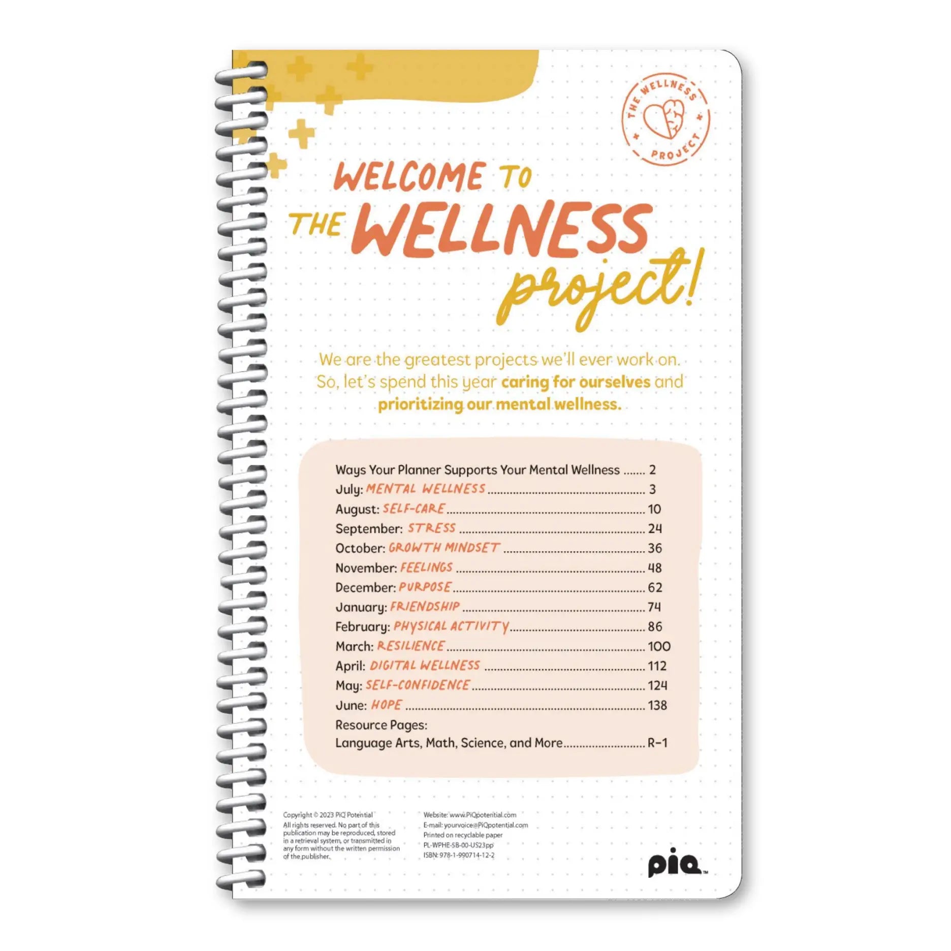 The Wellness Project Planner: Grades 9-12 (2024-2025) CUSTOM EDITION ...